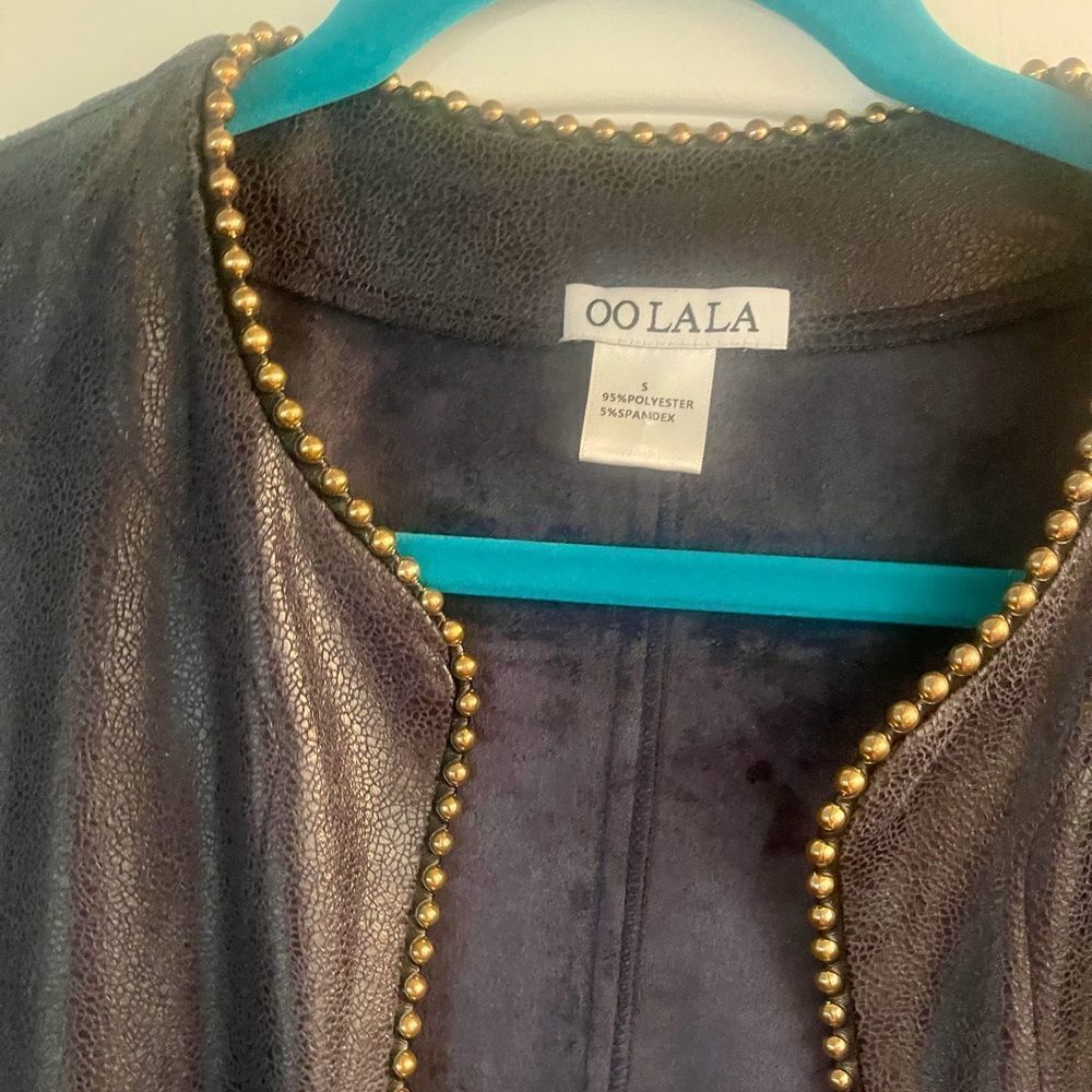 Navy Blue Studded Cropped Jacket - Picture 5 of 6